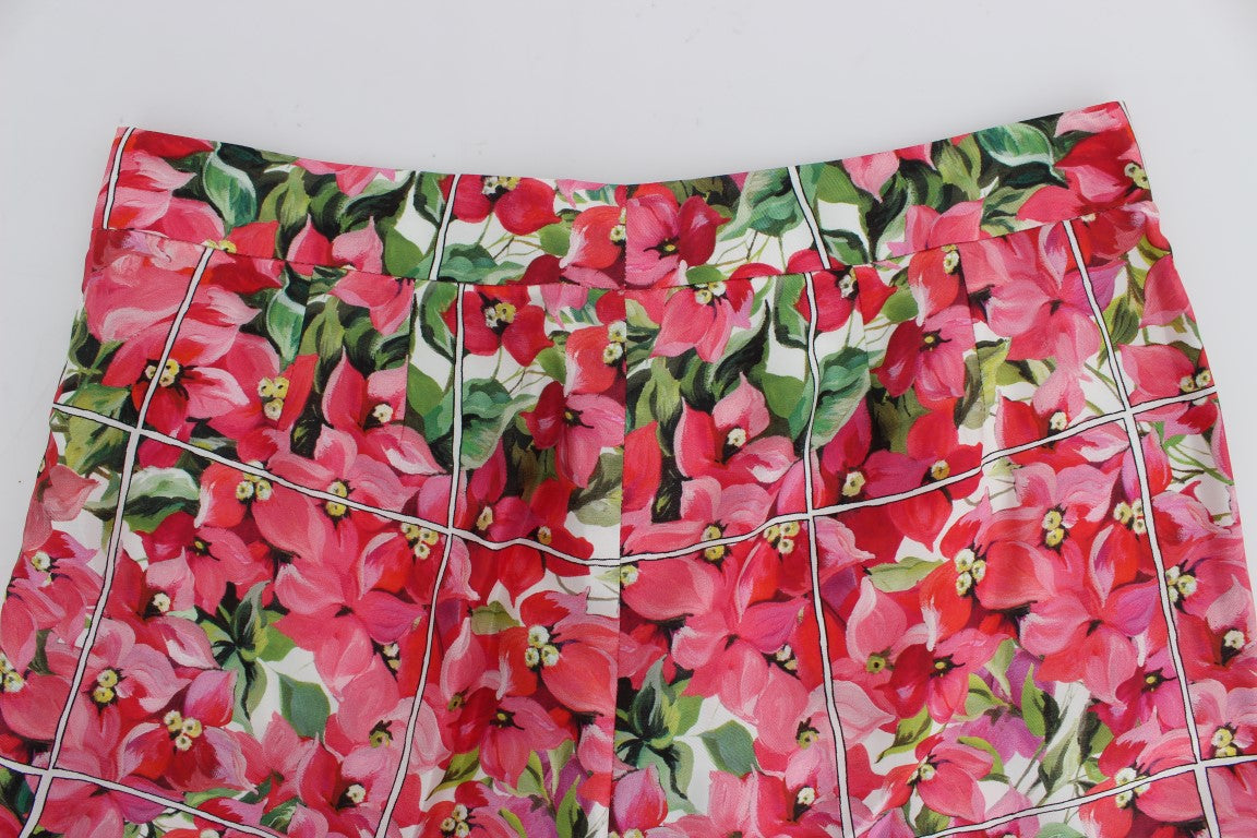 Shorts capris florales multicolores Dolce & Gabbana pour femme, motif floral vif et tissu léger.