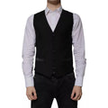 Gilet homme en laine noire Dolce & Gabbana, costume formel, détail élégant et coupe ajustée visible en image.
