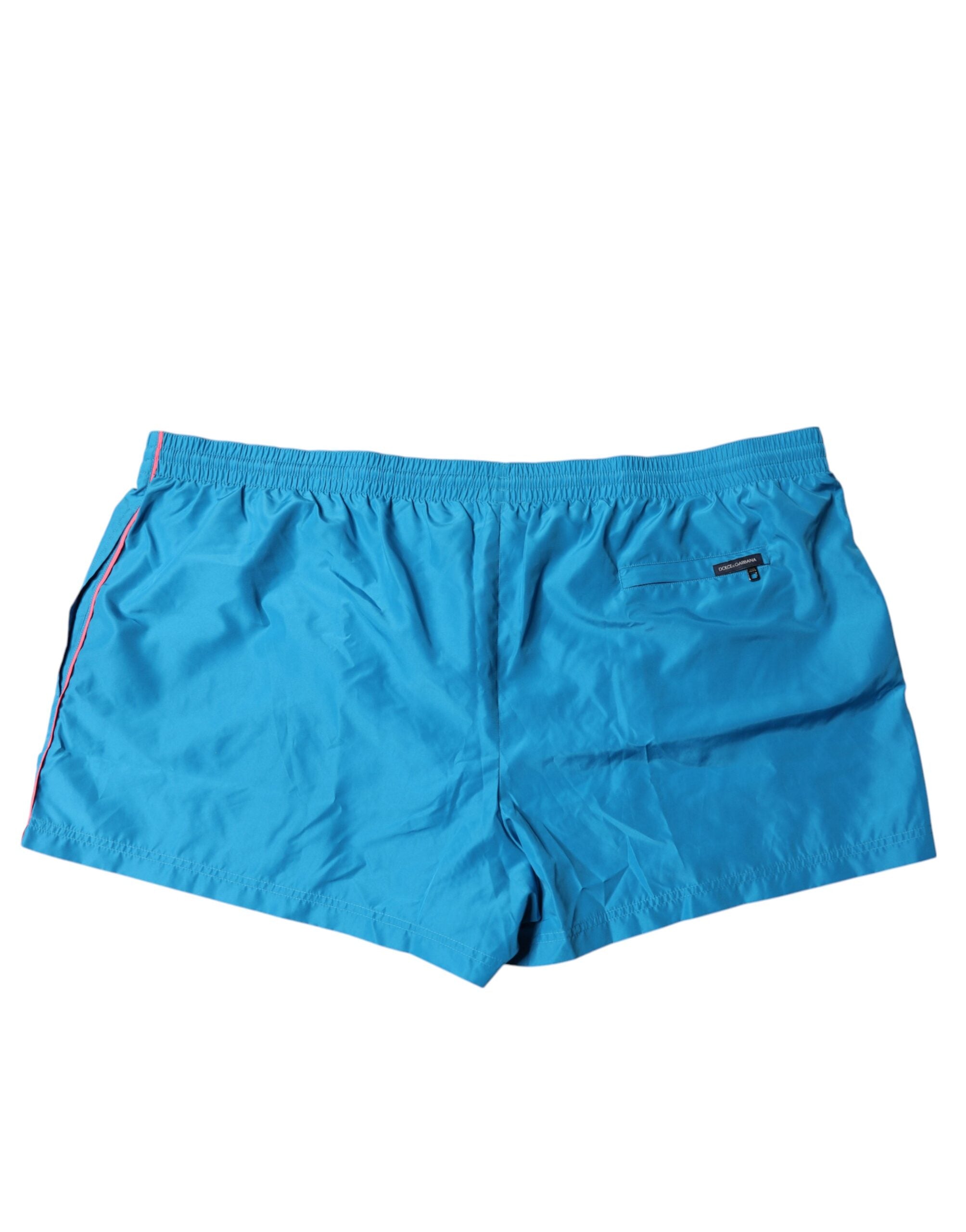 Shorts de bain Dolce & Gabbana turquoise logo, ensemble de maillot de bain 2 pièces avec motifs élégants et confortables.
