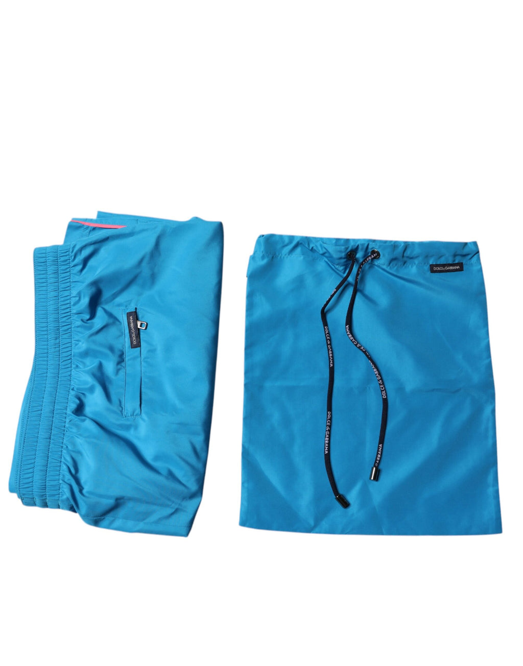 Shorts de bain 2 pièces Dolce & Gabbana, maillot de plage turquoise avec logo, pour femme.