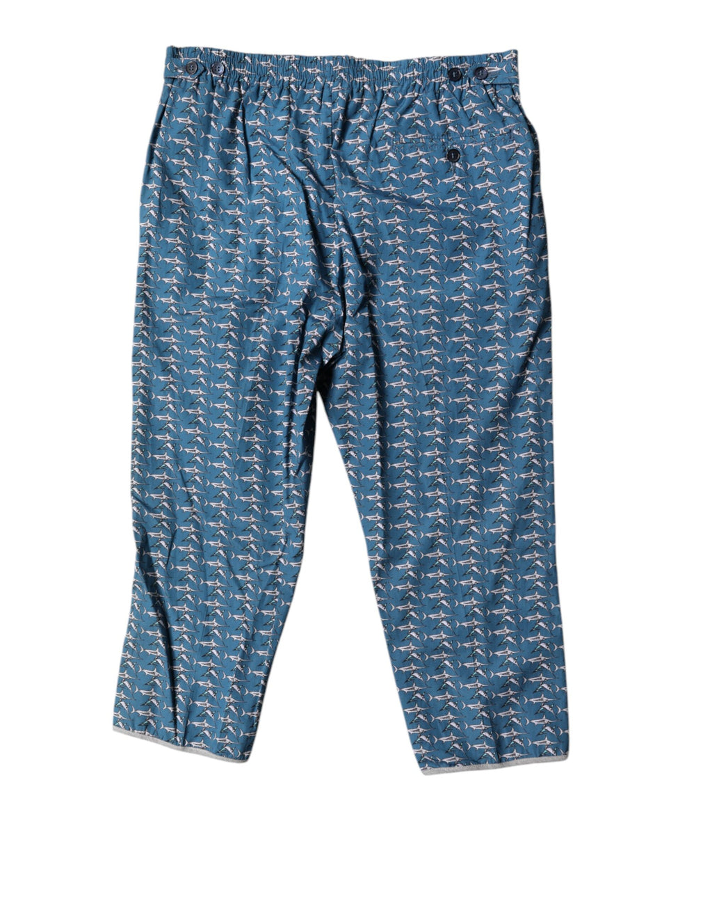 Maillot de bain court Dolce & Gabbana avec motif requin bleu, costume de plage tendance et coloré, parfait pour l'été.