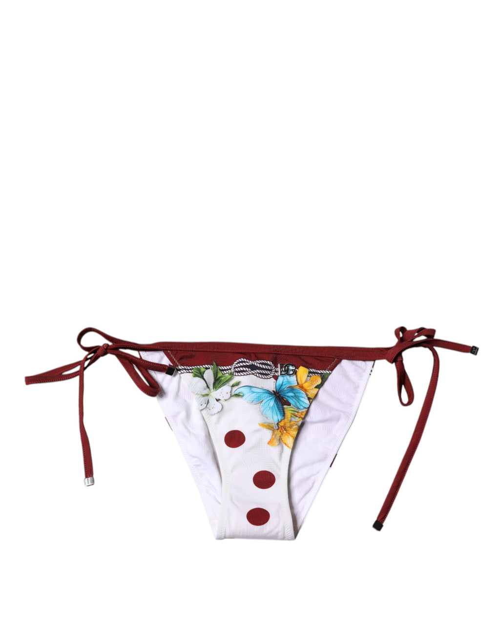 Bas de maillot de bain Dolce & Gabbana à imprimé floral blanc, style bikini, pour femme, en tissu léger et élégant.