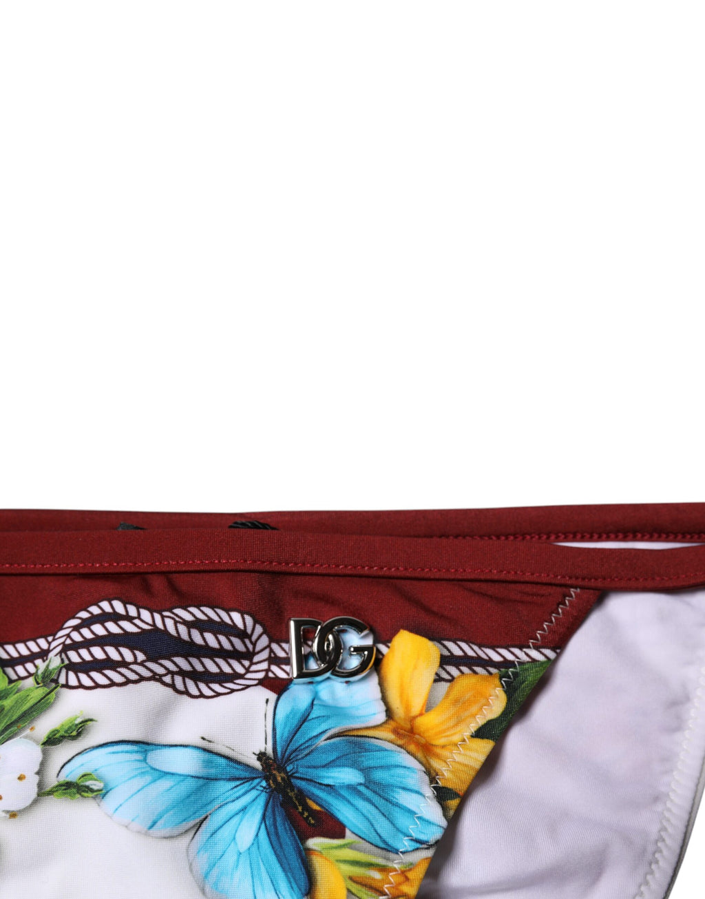 Bas de maillot de bain Dolce & Gabbana blanc à imprimé floral, maillot de bain élégant pour femmes.