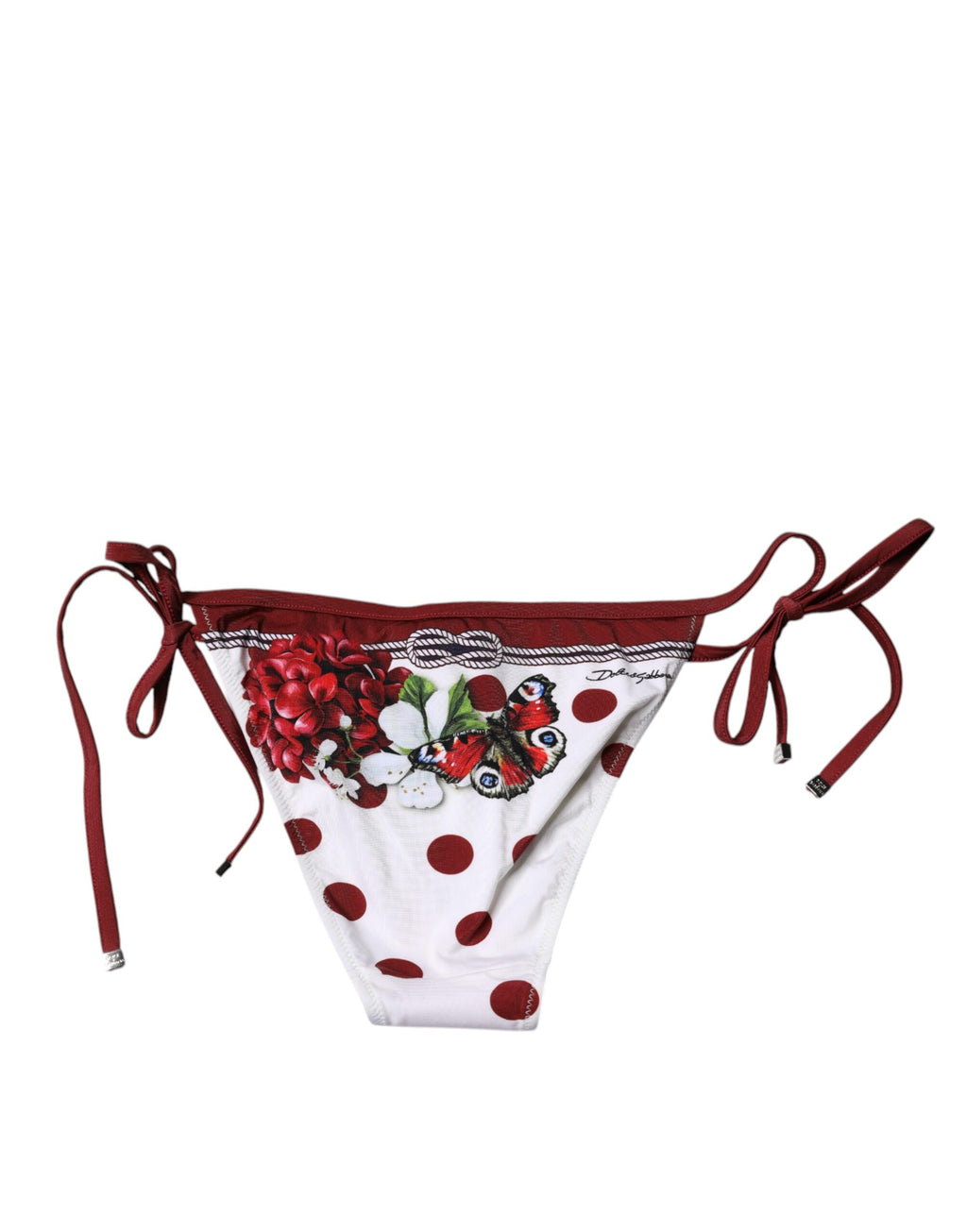 Bas de maillot de bain Dolce & Gabbana blanc à imprimé floral, maillot de bain bikini élégant pour femmes.