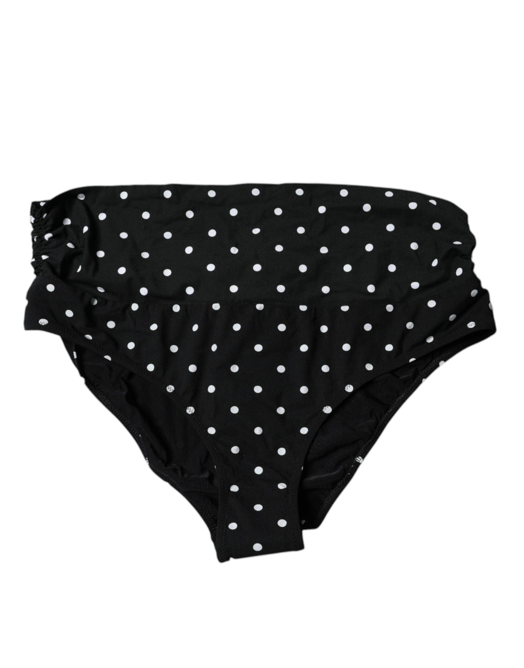 Bas de maillot de bain noir à pois Dolce & Gabbana, bikini pour femmes, tissu aspect élégant avec motifs à pois.