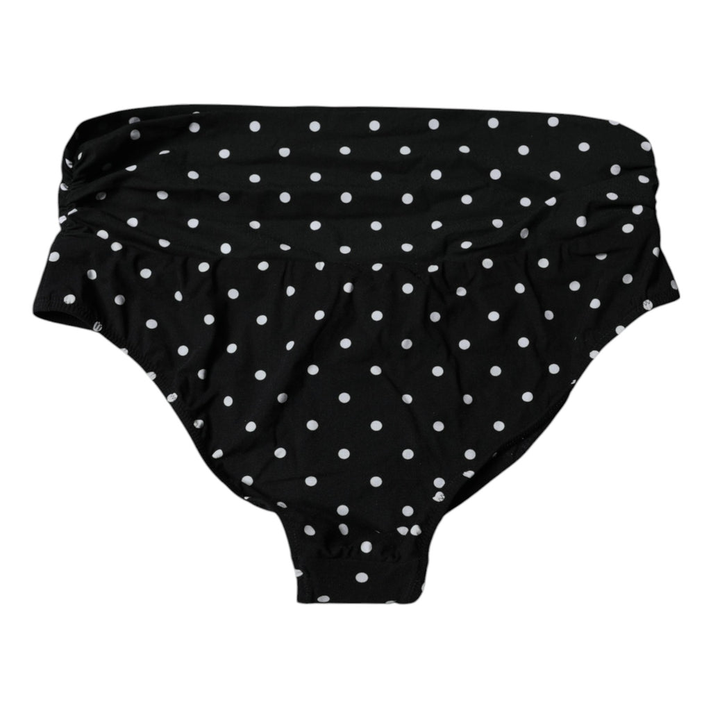 Bas de maillot de bain noir à pois Dolce & Gabbana, bikini élégant en maillot de bain femme.