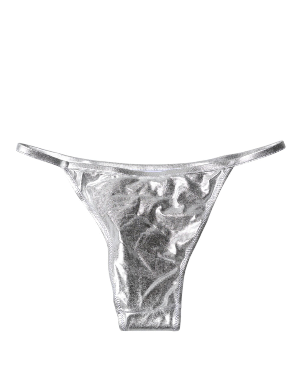 Bas de maillot de bain en polyester argenté de Dolce & Gabbana, style plage, ajusté et élégant pour la baignade.