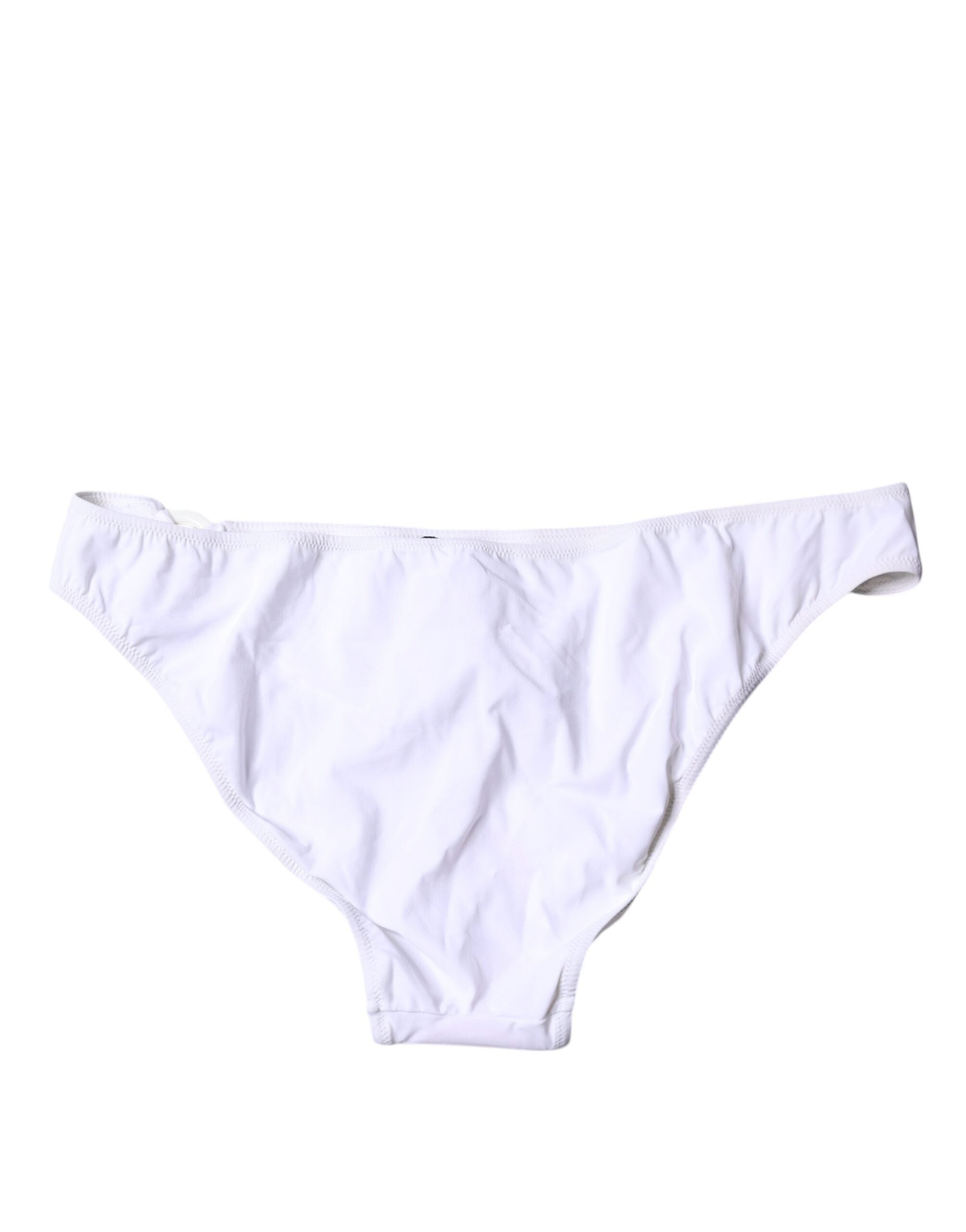 Bas de bikini en nylon blanc Dolce & Gabbana, maillot de bain de plage élégant et confortable, visible avec détails de design.