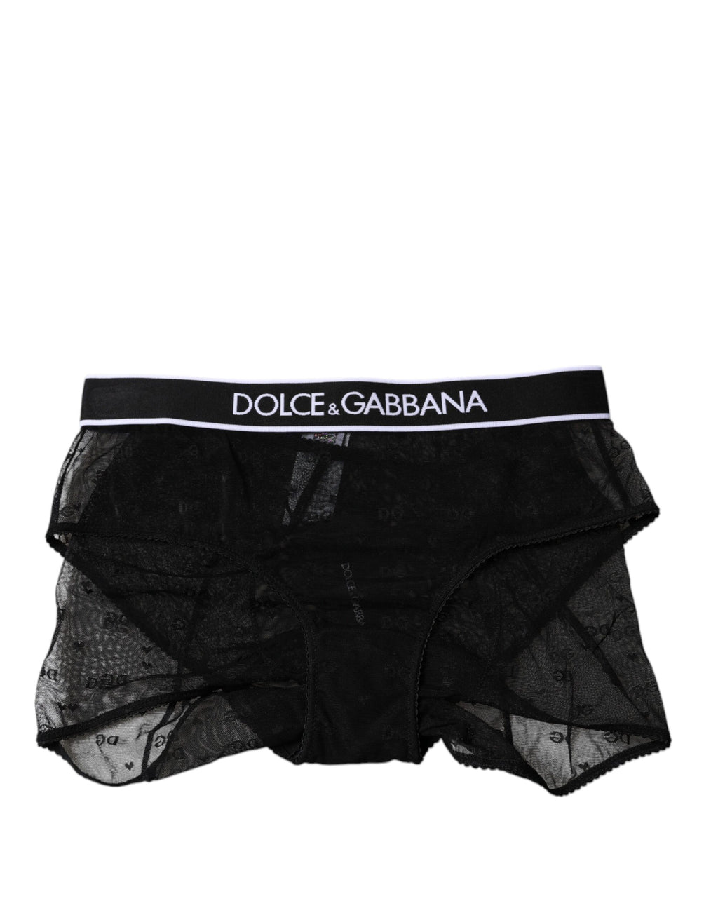Culotte noire en tulle et nylon de mi-hauteur de Dolce & Gabbana, sous-vêtements élégants et confortables.