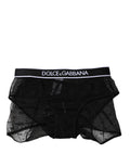 Culotte noire en tulle et nylon de mi-hauteur de Dolce & Gabbana, sous-vêtements élégants et confortables.
