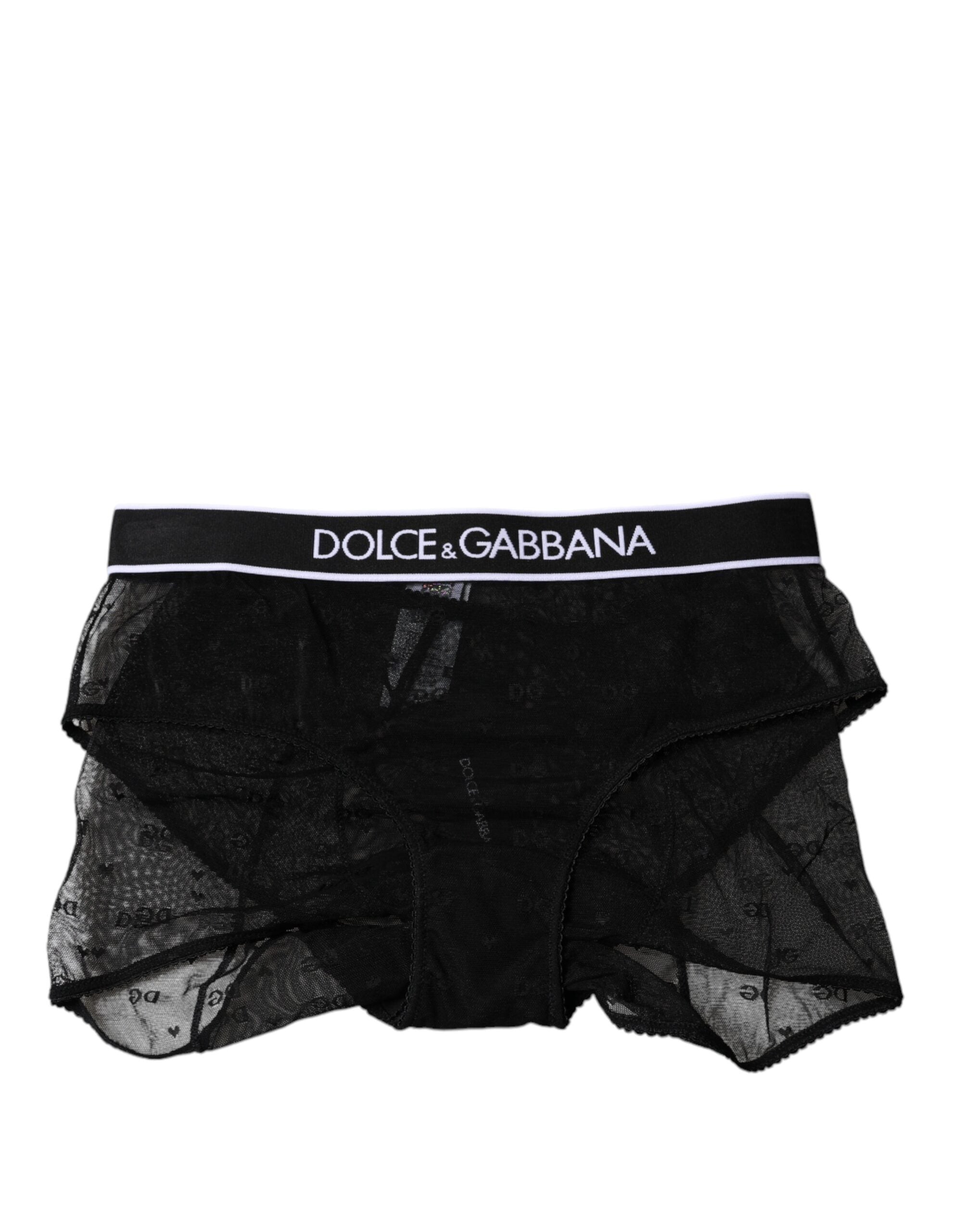 Culotte noire en tulle et nylon de Dolce & Gabbana, taille moyenne, avec détails fins et finition élégante.