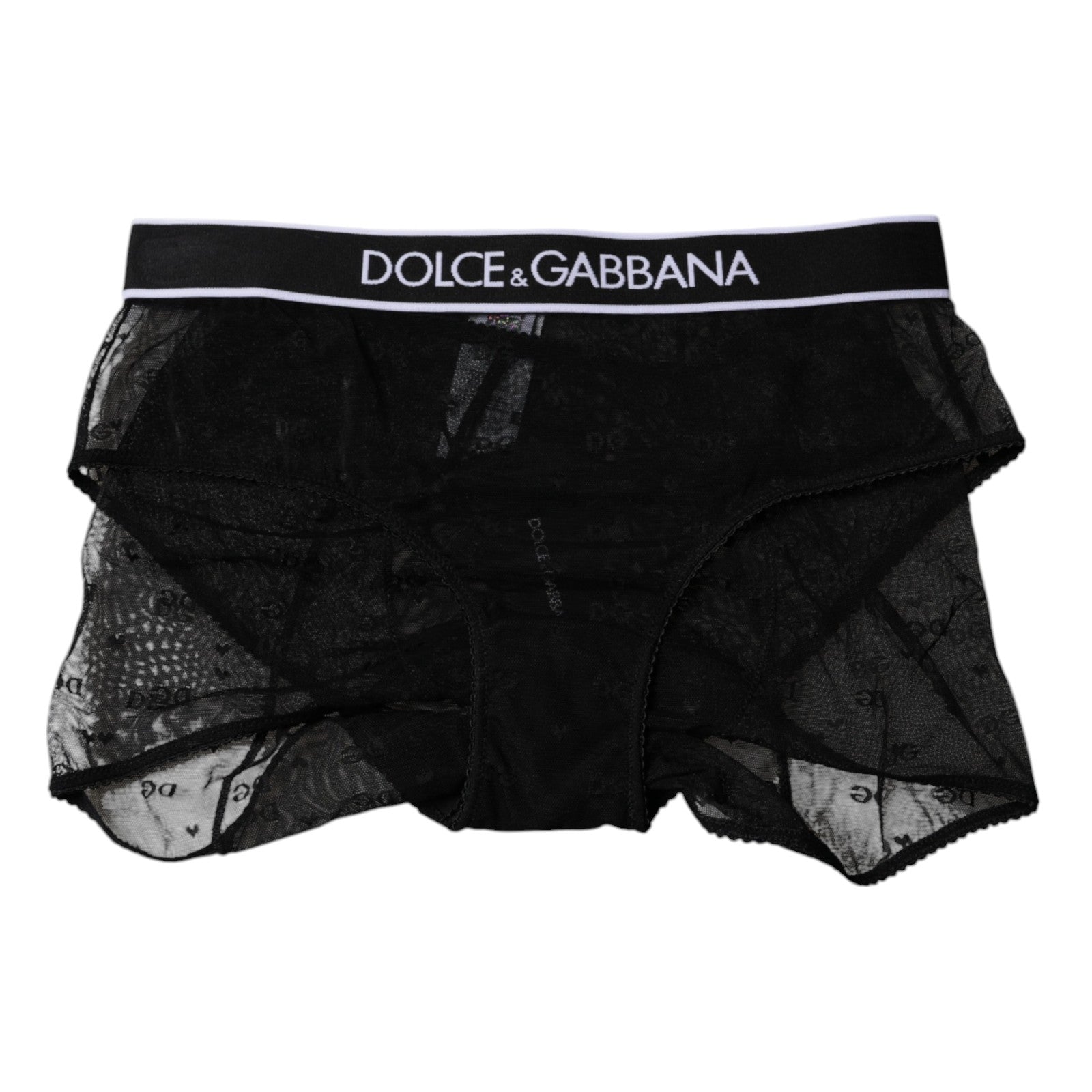 Culotte noire en tulle et nylon de taille moyenne de Dolce & Gabbana, sous-vêtements élégants et confortables.