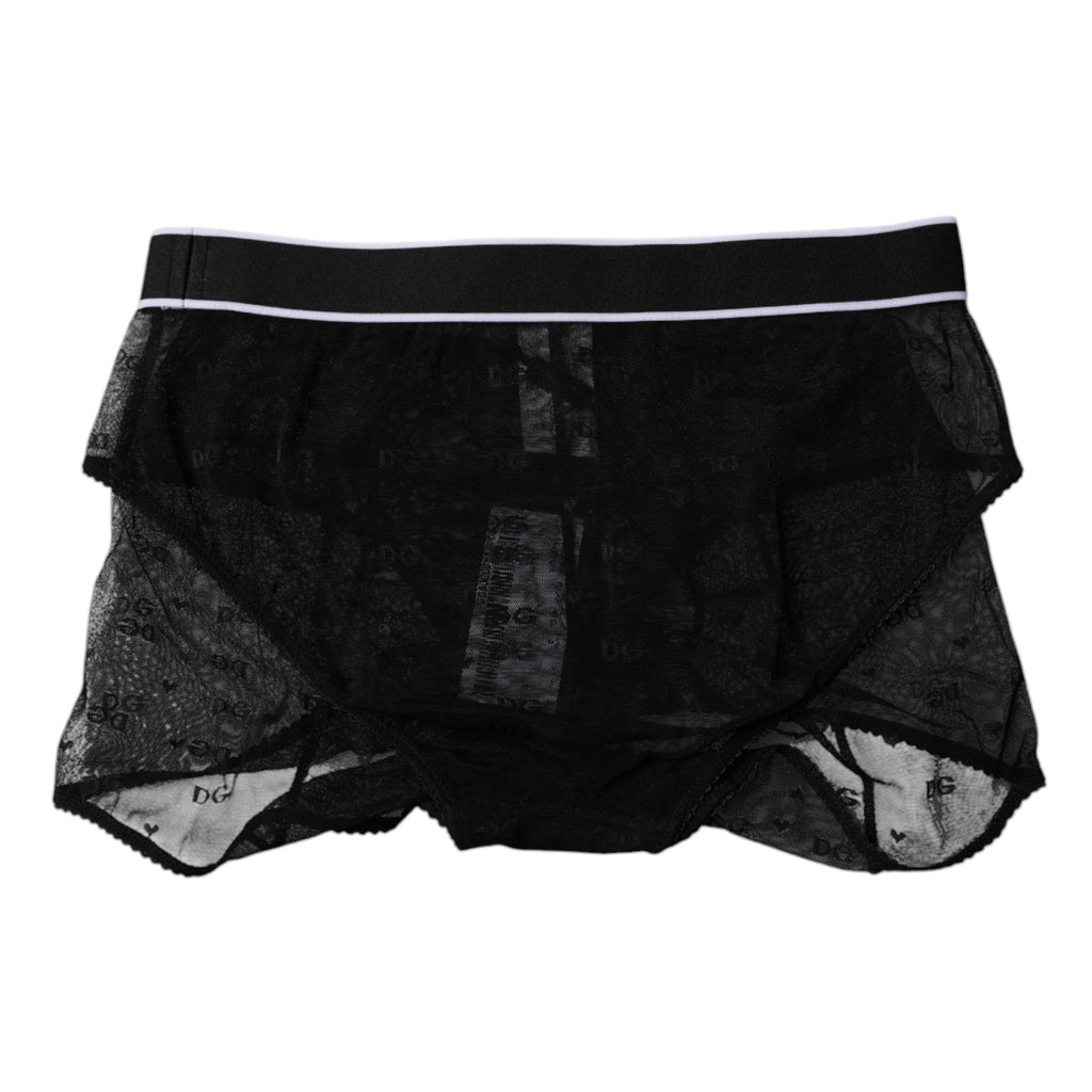 Culotte noire en tulle et nylon de taille moyenne de Dolce & Gabbana, sous-vêtements élégants et confortables.