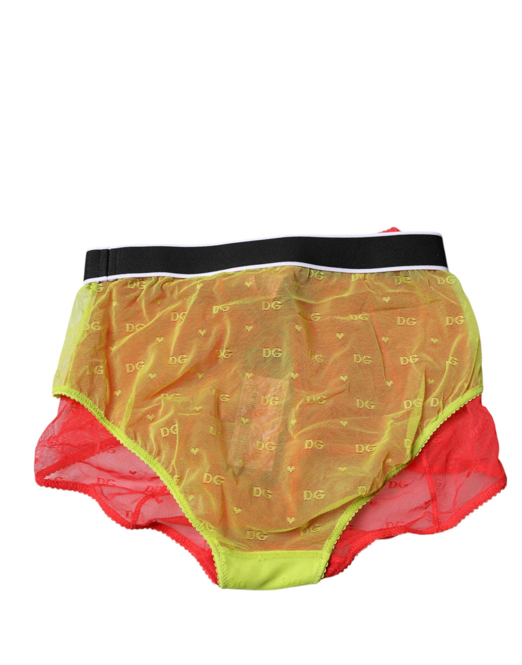 Culotte Dolce & Gabbana en tulle rouge et jaune, taille moyenne, sous-vêtements élégants et confortables.