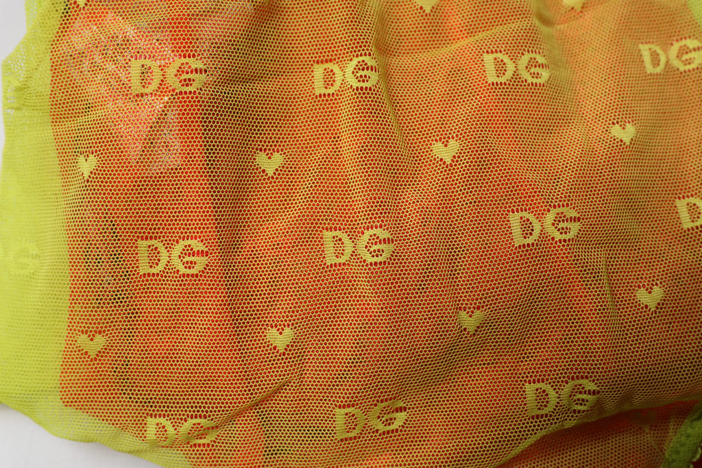 Culotte haute en tulle rouge et jaune de Dolce & Gabbana, sous-vêtements mi-hauteur avec détails élégants.