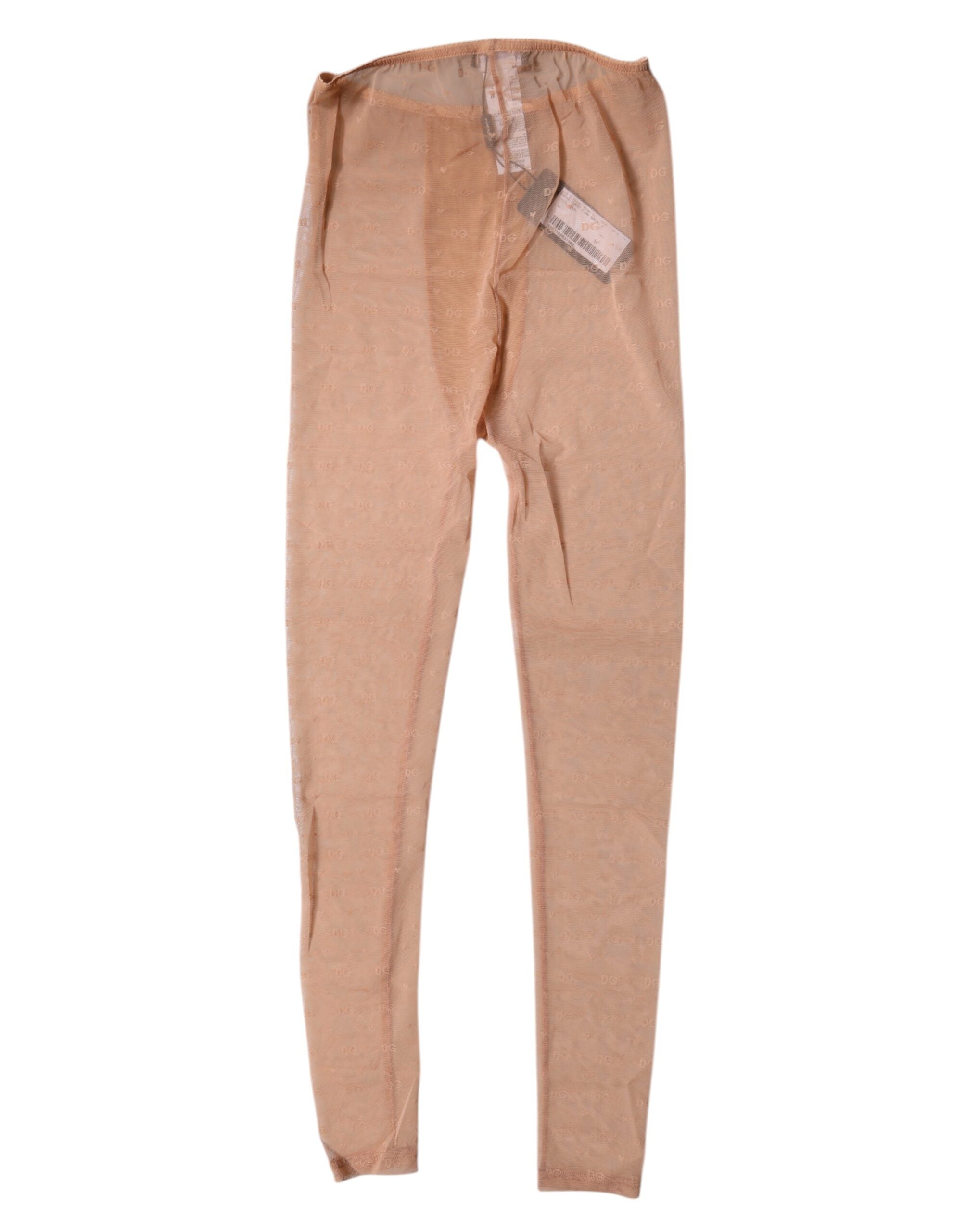Sous-vêtements Dolce & Gabbana en dentelle beige nude avec logo, pantalons de lingerie élégants et confortables.