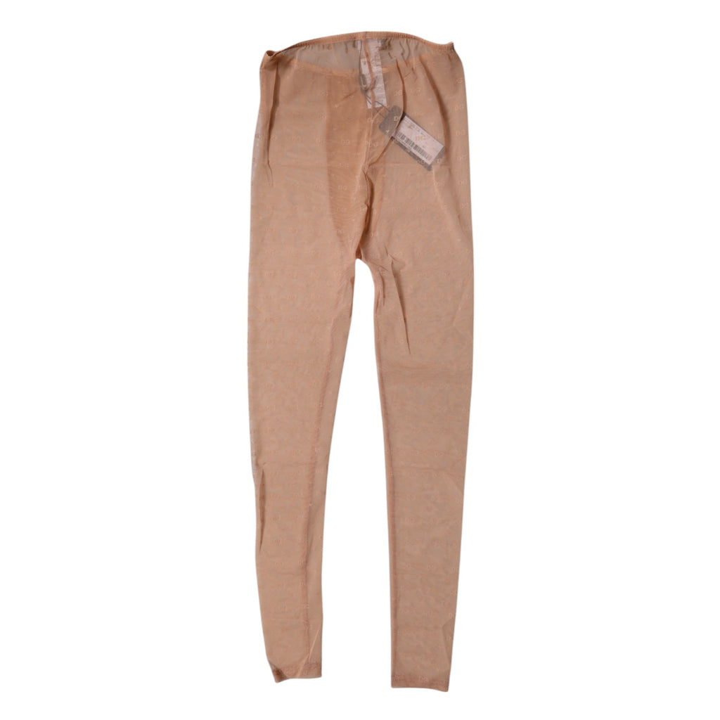 Sous-vêtements Dolce & Gabbana en dentelle beige nude avec logo, pantalons de lingerie élégants et confortables.