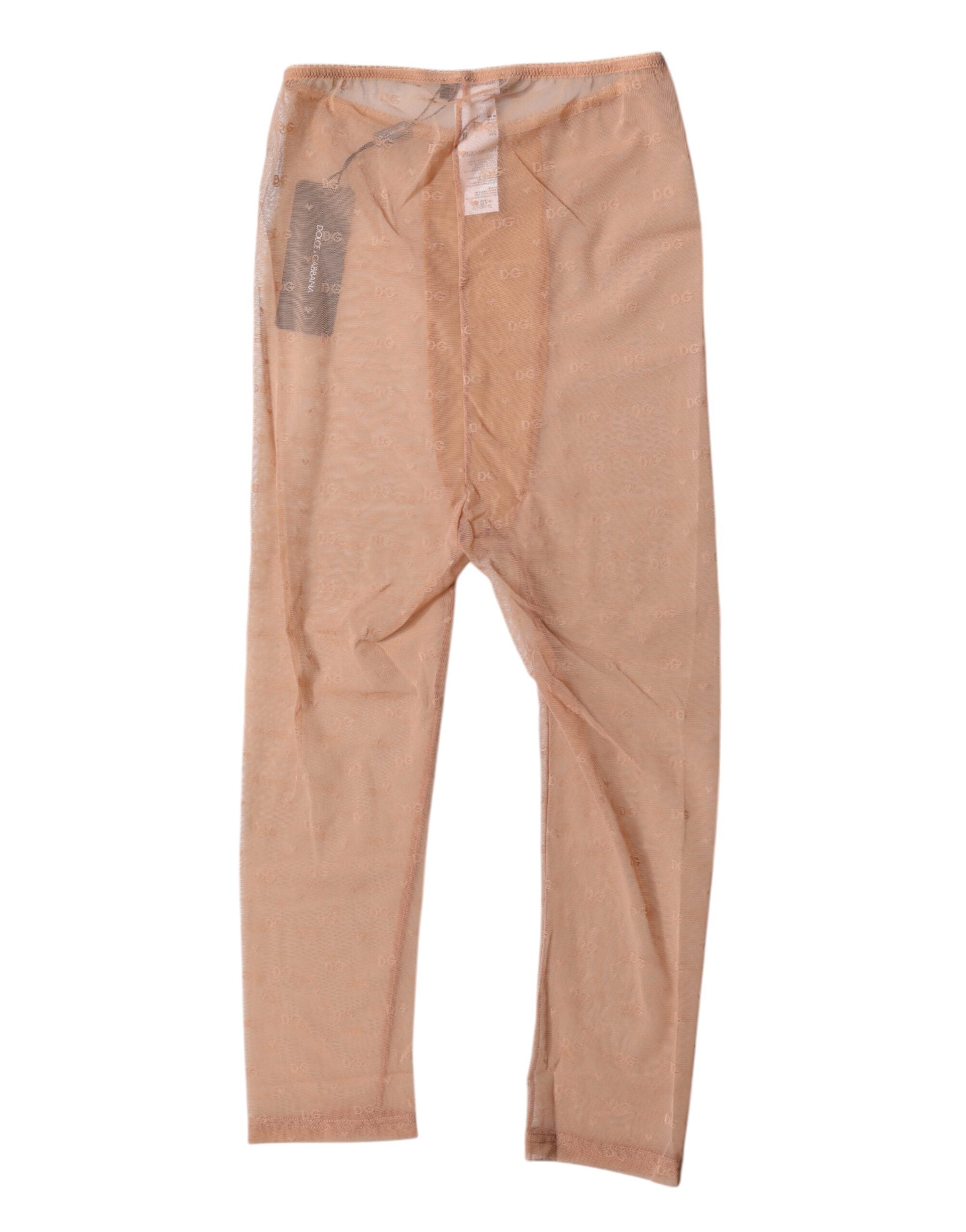 Sous-vêtements Dolce & Gabbana en dentelle marron avec logo, coupe courte et ajustée, lingerie élégante et confortable.