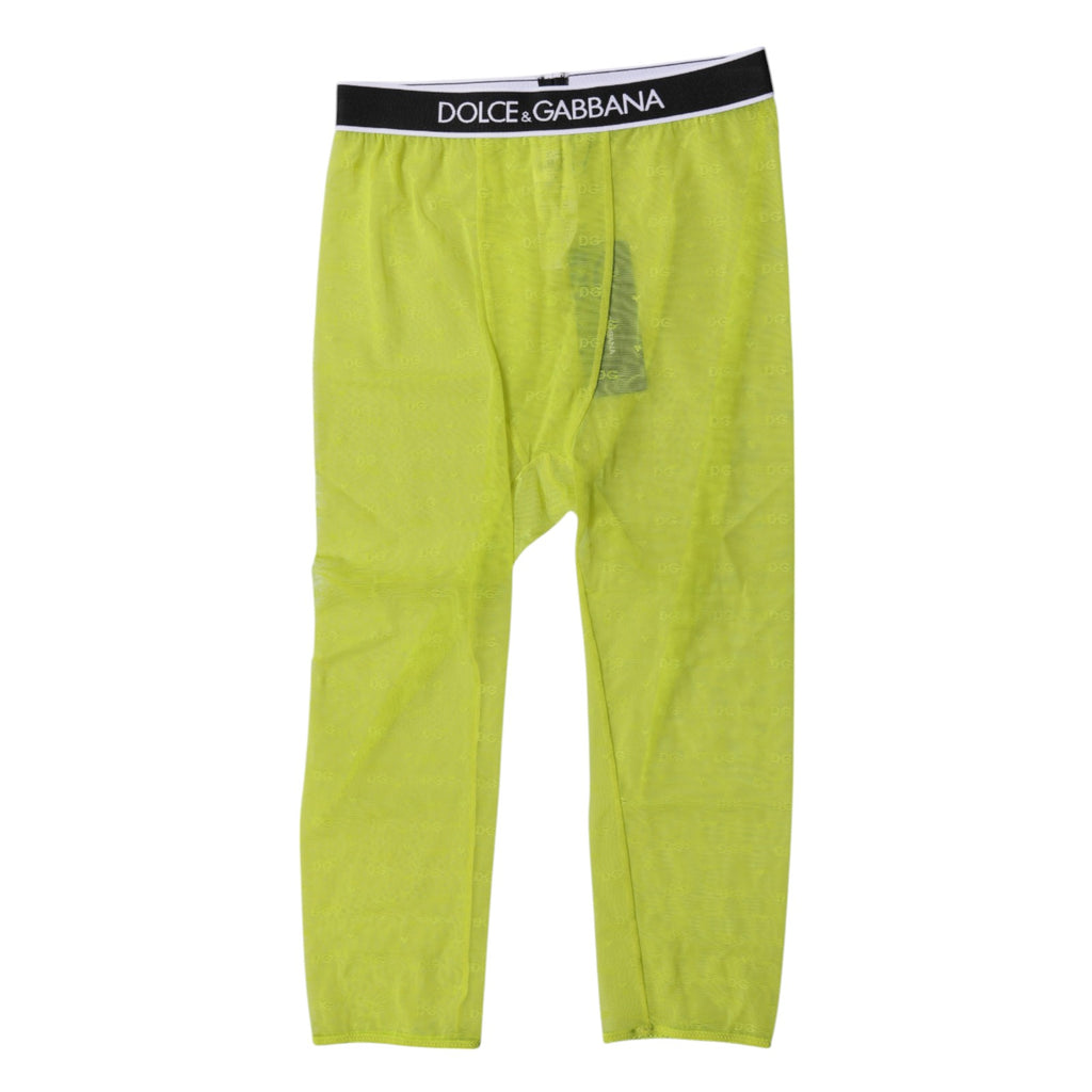 Collants courts en nylon vert avec logo DG de Dolce & Gabbana, sous-vêtements élégants et modernes.