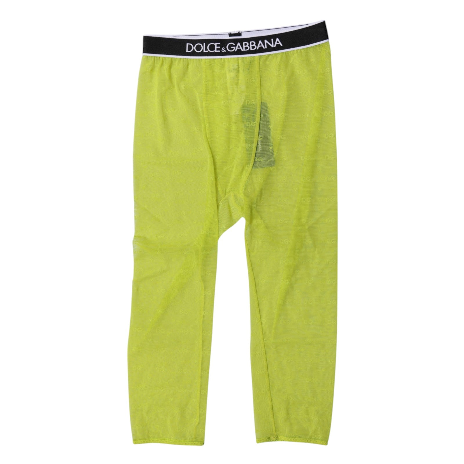 Collants courts en nylon vert avec logo DG de Dolce & Gabbana, sous-vêtements élégants et modernes.