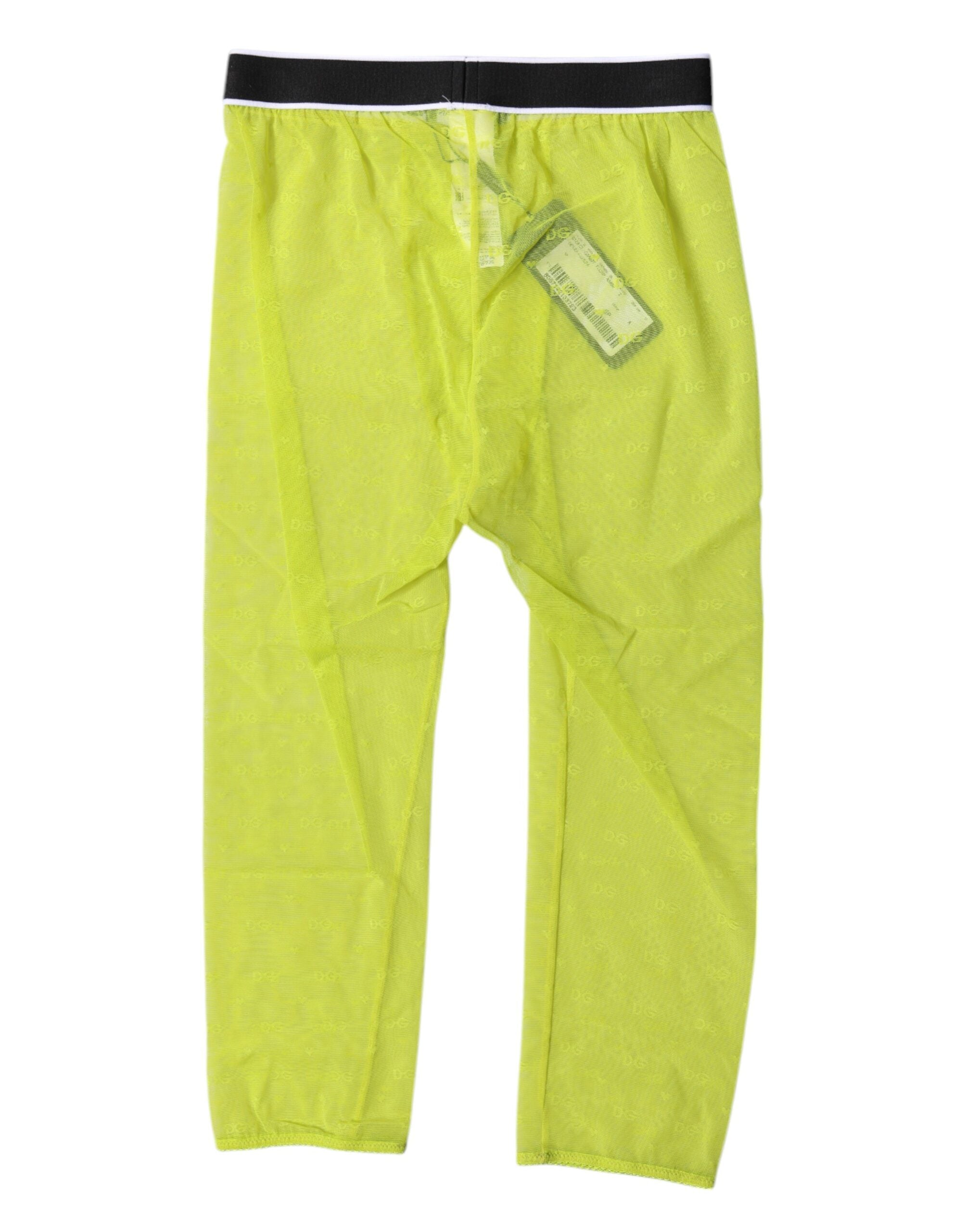 Collants courts en nylon vert Dolce & Gabbana avec logo DG, design cropped et style élégant pour sous-vêtements.