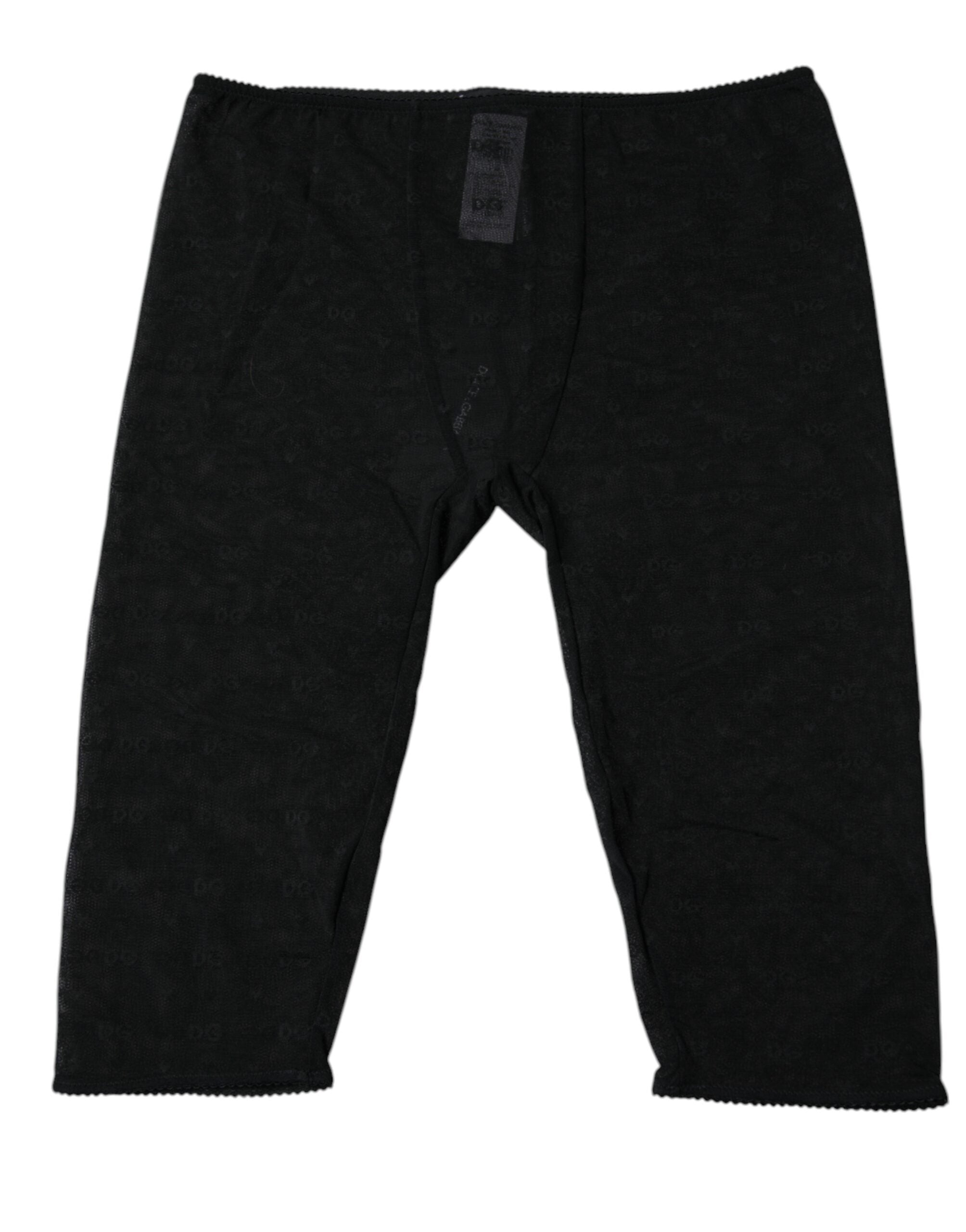 Lingerie Dolce & Gabbana noire avec logo en dentelle, coupe courte et ajustée, sous-vêtements élégants et sexy.
