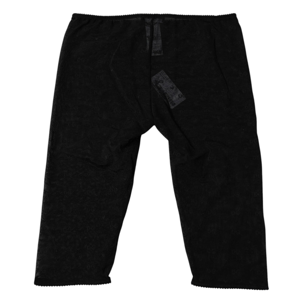 Lingerie noire Dolce & Gabbana avec logo en dentelle, coupe courte et ajustée, élégante sous-vêtements sexy.
