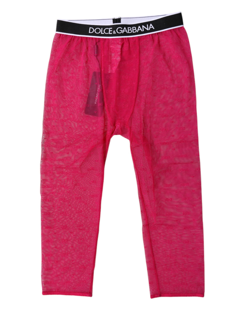Collants courts en nylon fuchsia avec logo DG de Dolce & Gabbana, design élégant et moderne pour femme.