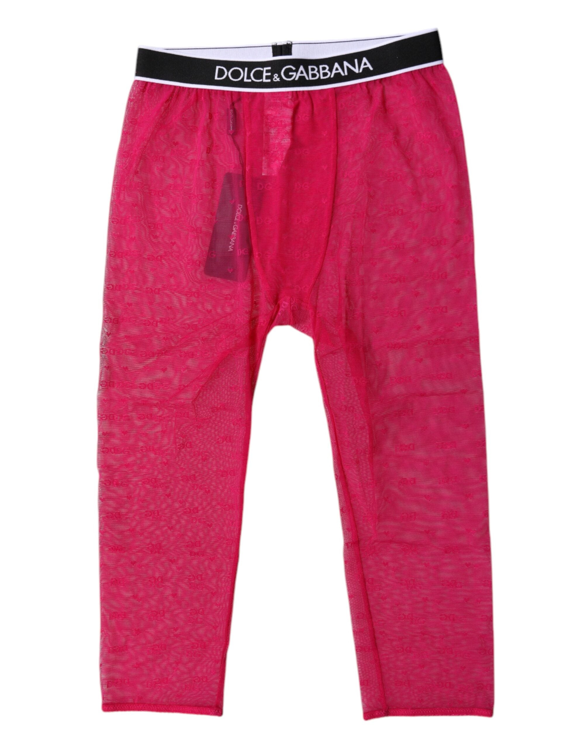 Collants courts en nylon fuchsia avec logo DG de Dolce & Gabbana, design élégant et moderne pour femme.