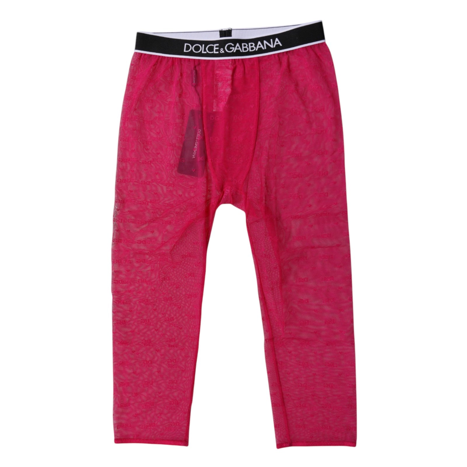 Collants courts en nylon fuchsia avec logo DG de Dolce & Gabbana, mode élégante et confortable.