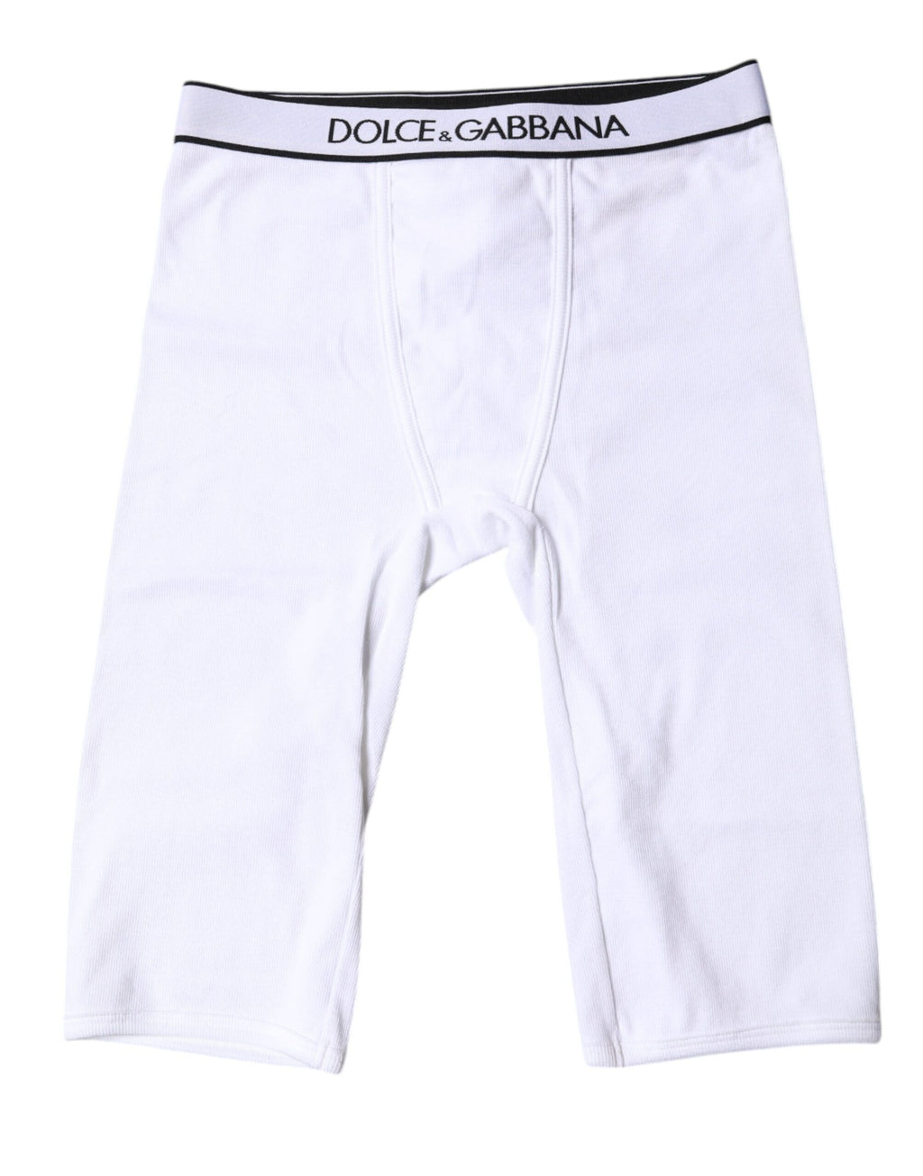Collants courts en coton blanc avec logo Dolce & Gabbana, sous-vêtements élégants et confortables.