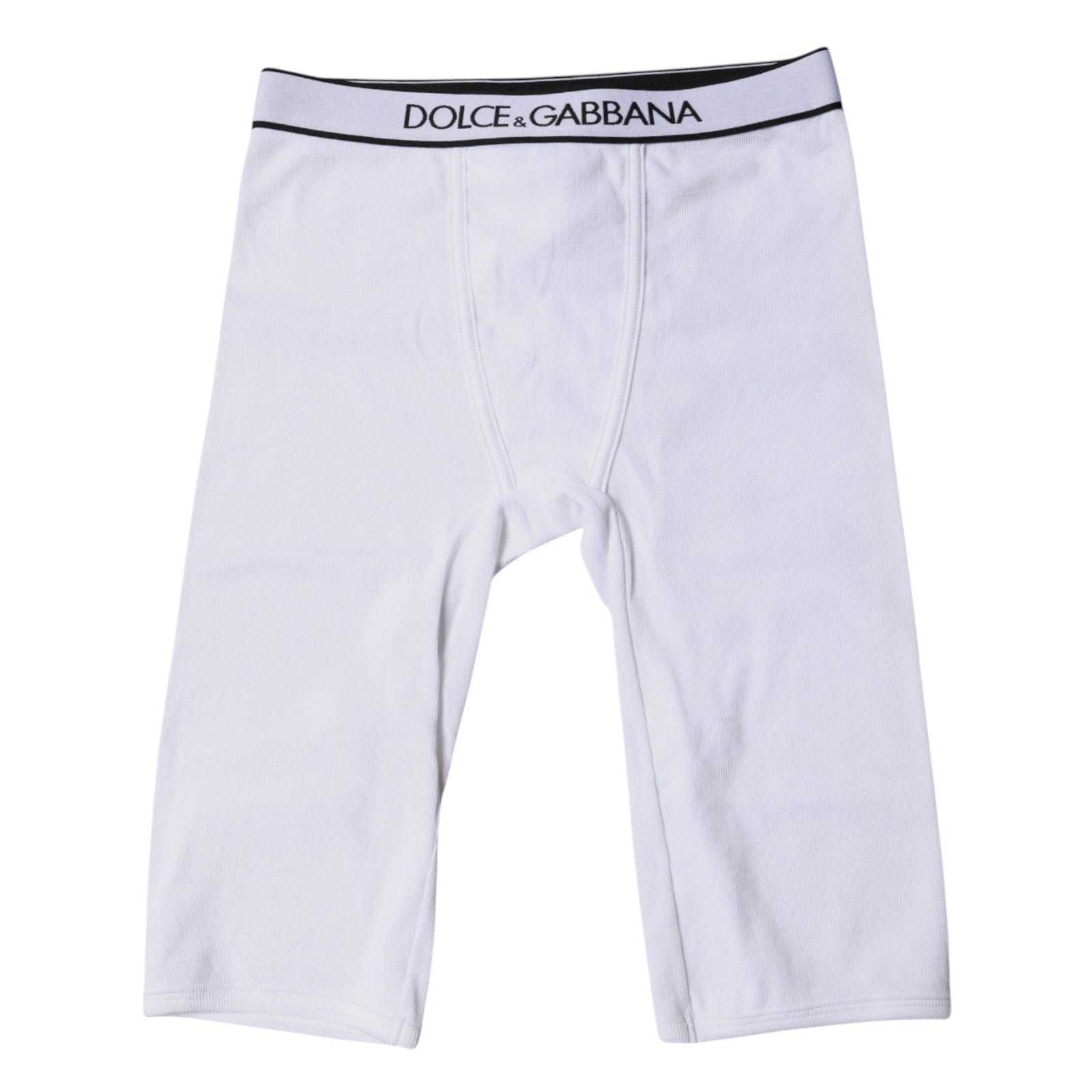 Collants courts en coton blanc avec logo Dolce & Gabbana, sous-vêtements élégants et confortables.