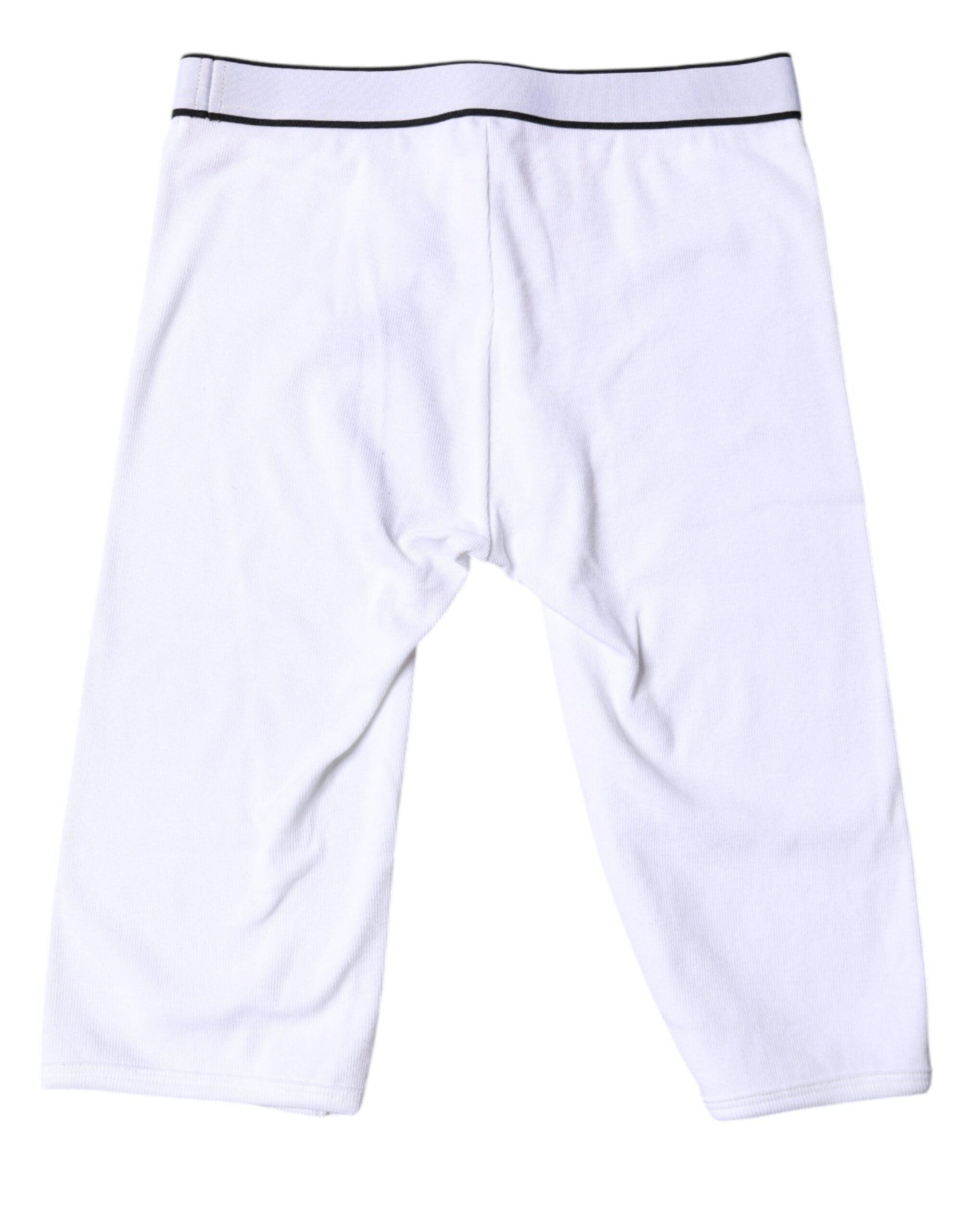 Collants courts blancs Dolce & Gabbana en coton avec logo visible, sous-vêtements élégants et confortables.