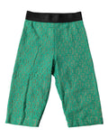 Collants courts Dolce & Gabbana vert avec logo monogramme, sous-vêtements de marque, tissu extensible et logo visible.