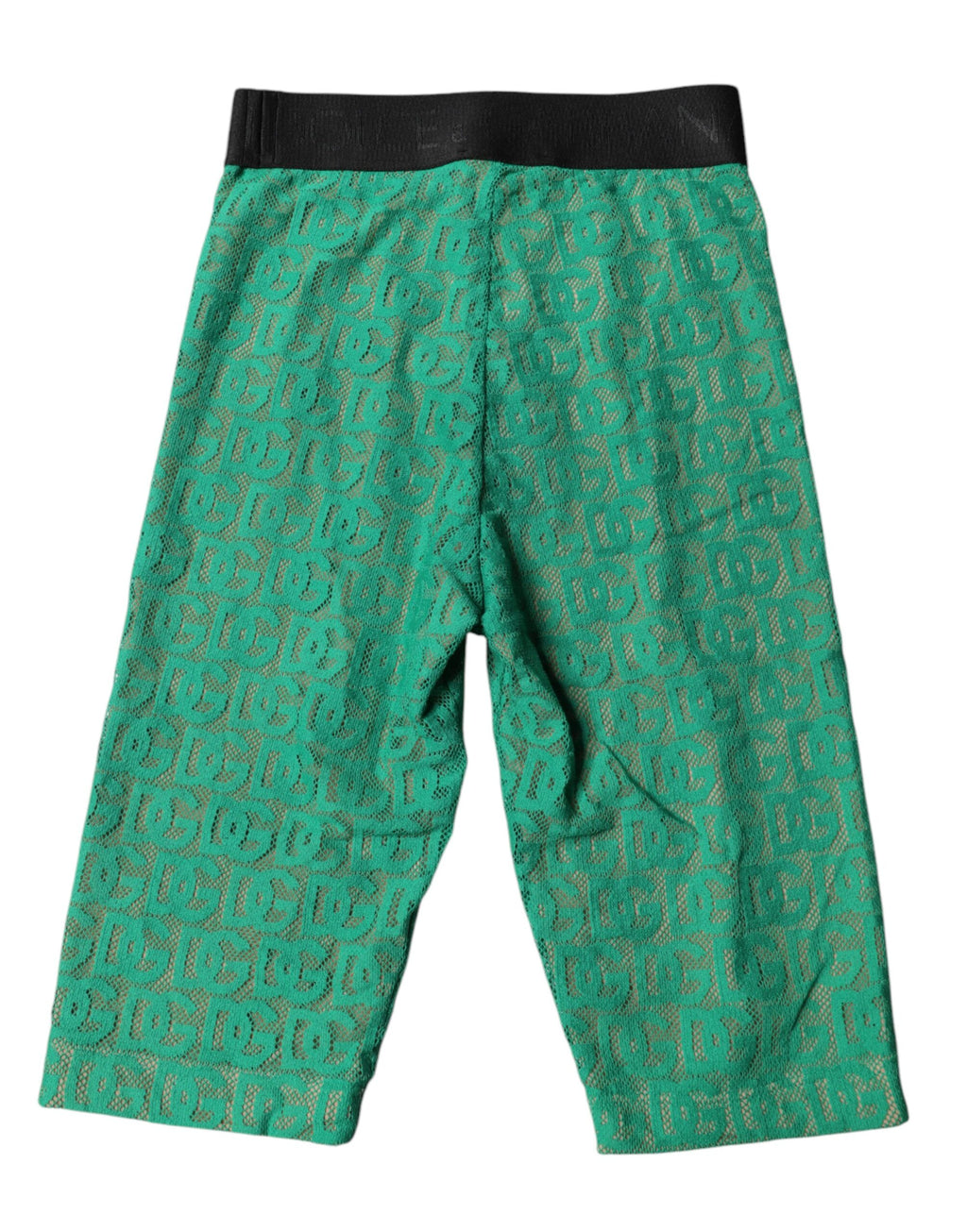 Collants courts Dolce & Gabbana verts avec logo monogramme, motif élégant et design ajusté, parfaits pour un style sophistiqué.
