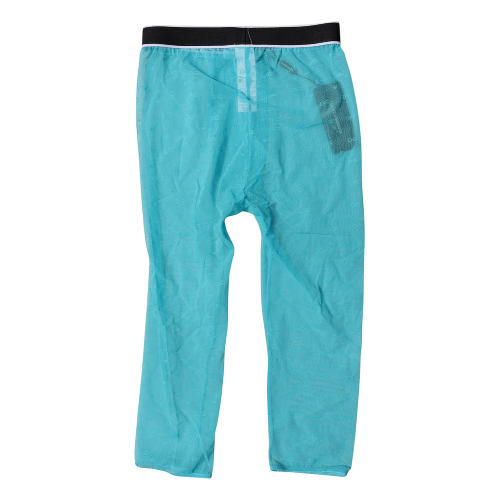 Collants courts en nylon avec logo DG de Dolce & Gabbana, couleur Light Blue, détails visibles sur l'image.