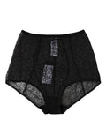 Culotte noir Dolce & Gabbana, porte-jarretelles taille haute avec logo, en tissu extensible et élégante finition.