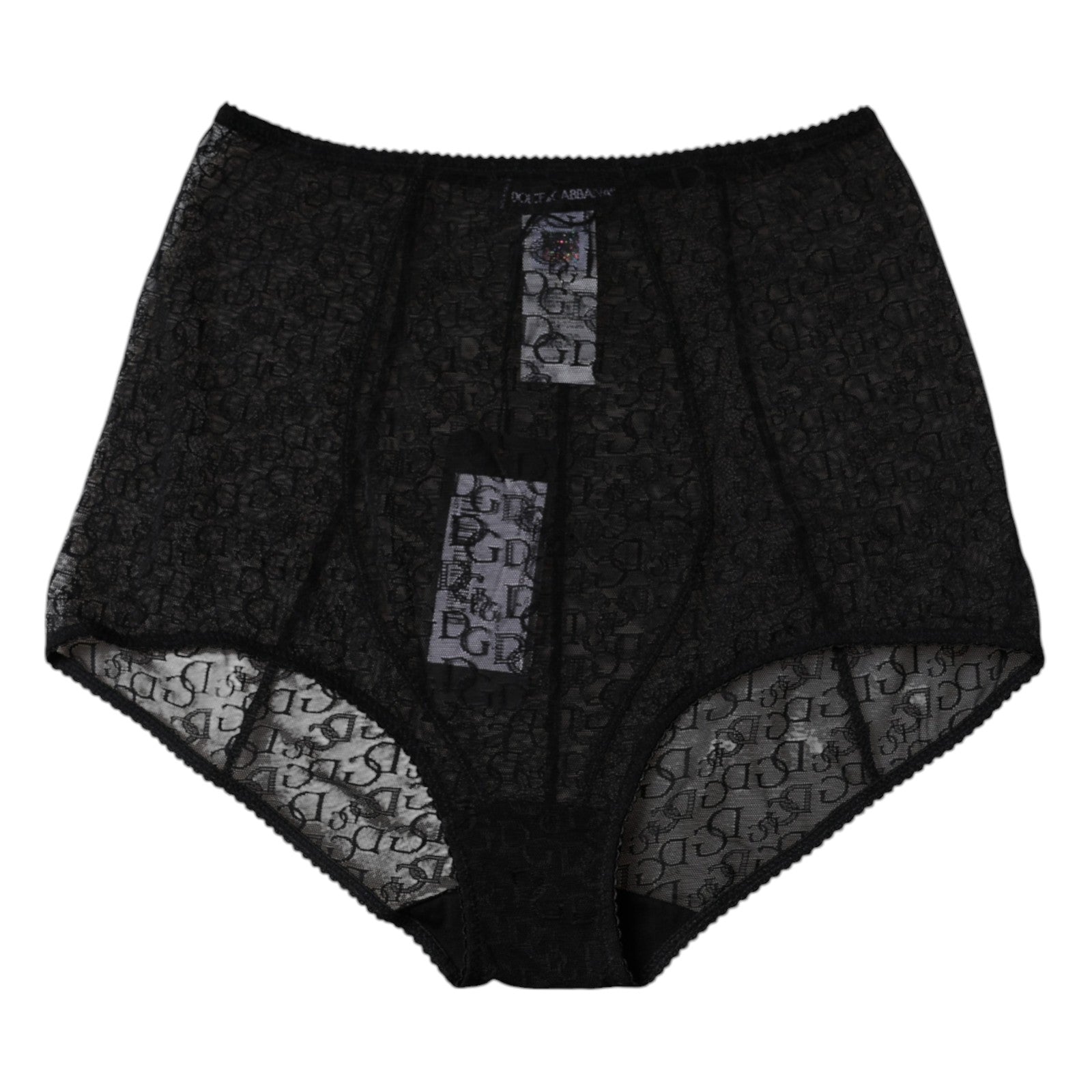 Culotte de maintien noire Dolce & Gabbana avec logo, taille haute, en tissu extensible, visible sur l'image.