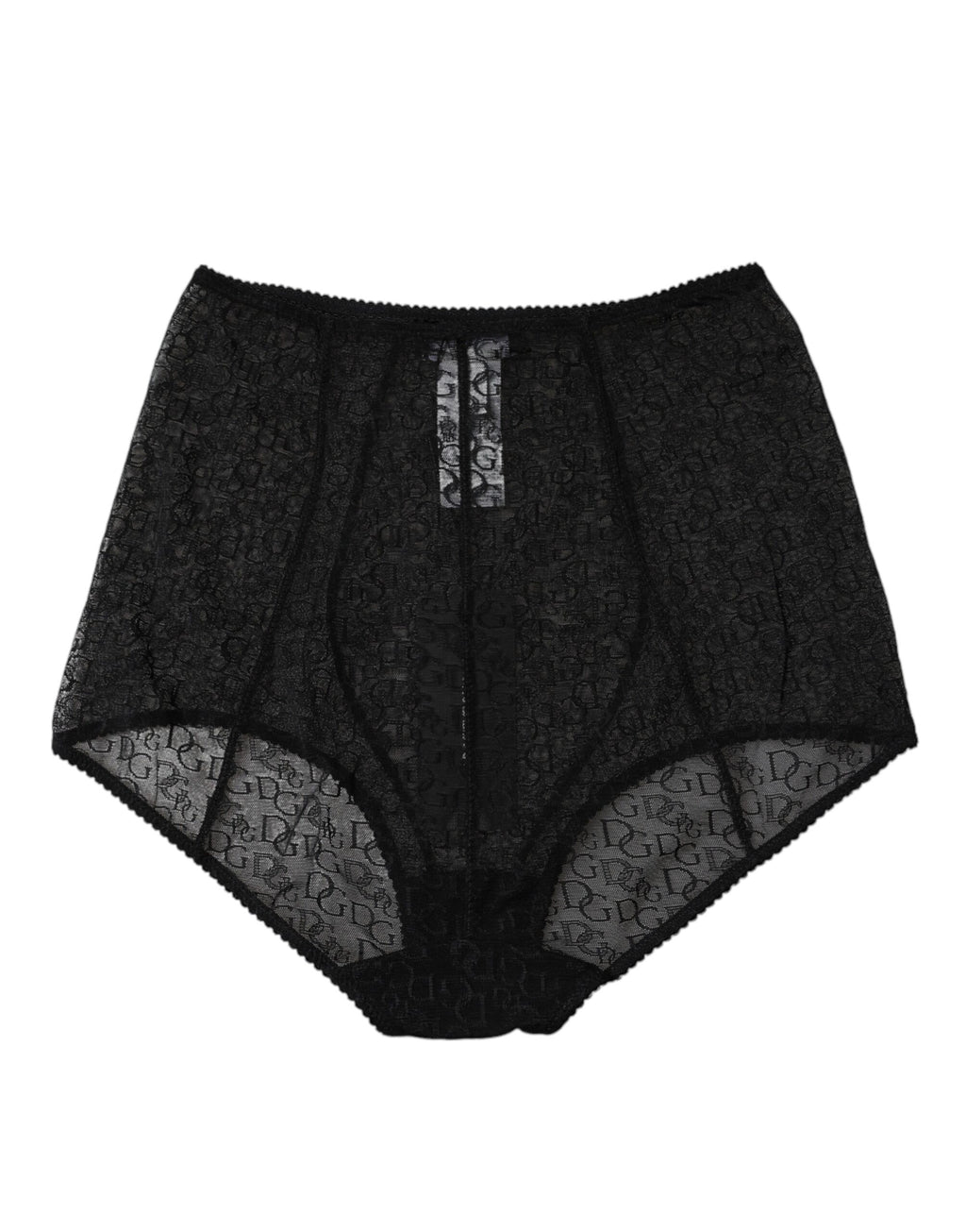 Lingerie Dolce & Gabbana, culotte haute en satin noir avec logo Dolce & Gabbana, coupe élégante et confortable.