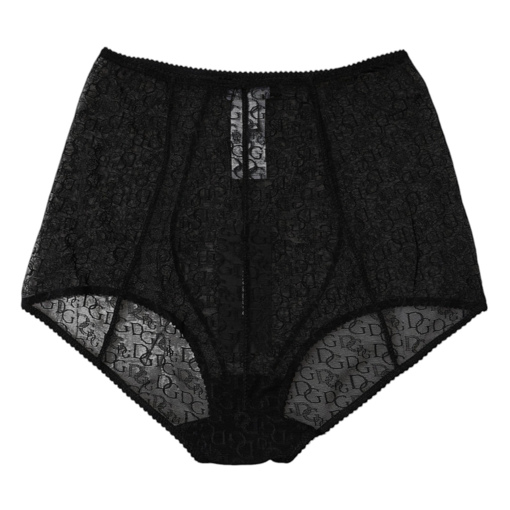 Culotte noire Dolce & Gabbana logo, taille haute, forme gainante, sous-vêtements élégants en tissu stretch.