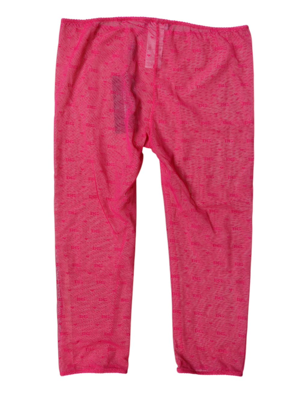 Sous-vêtements Dolce & Gabbana en dentelle fuchsia avec logo, coupe courte et ajustée, lingerie élégante et raffinée.