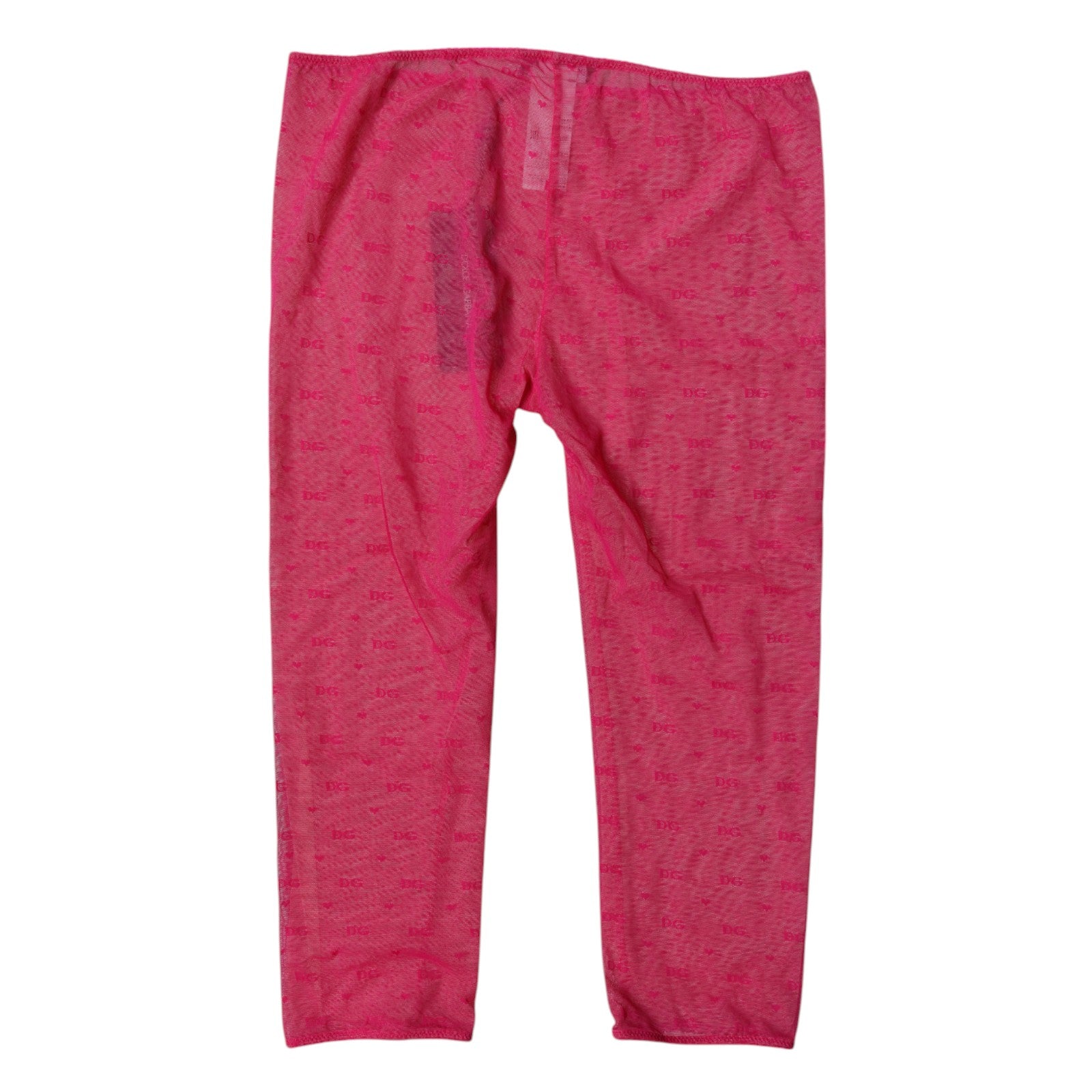 Sous-vêtements Dolce & Gabbana en dentelle rose fuchsia avec logo, coupe courte et ajustée, lingerie élégante et raffinée.