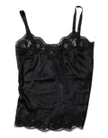 Camisole noire en dentelle et soie mélangée de Dolce & Gabbana, haut de lingerie élégant avec détails en dentelle.