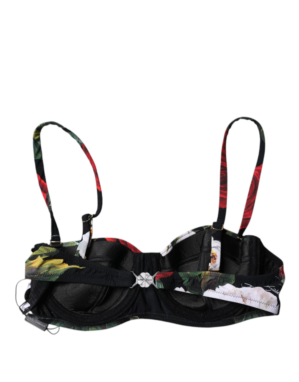 Soutien-gorge balconnet en nylon noir à imprimé floral Dolce & Gabbana, sous-vêtements élégants et confortables