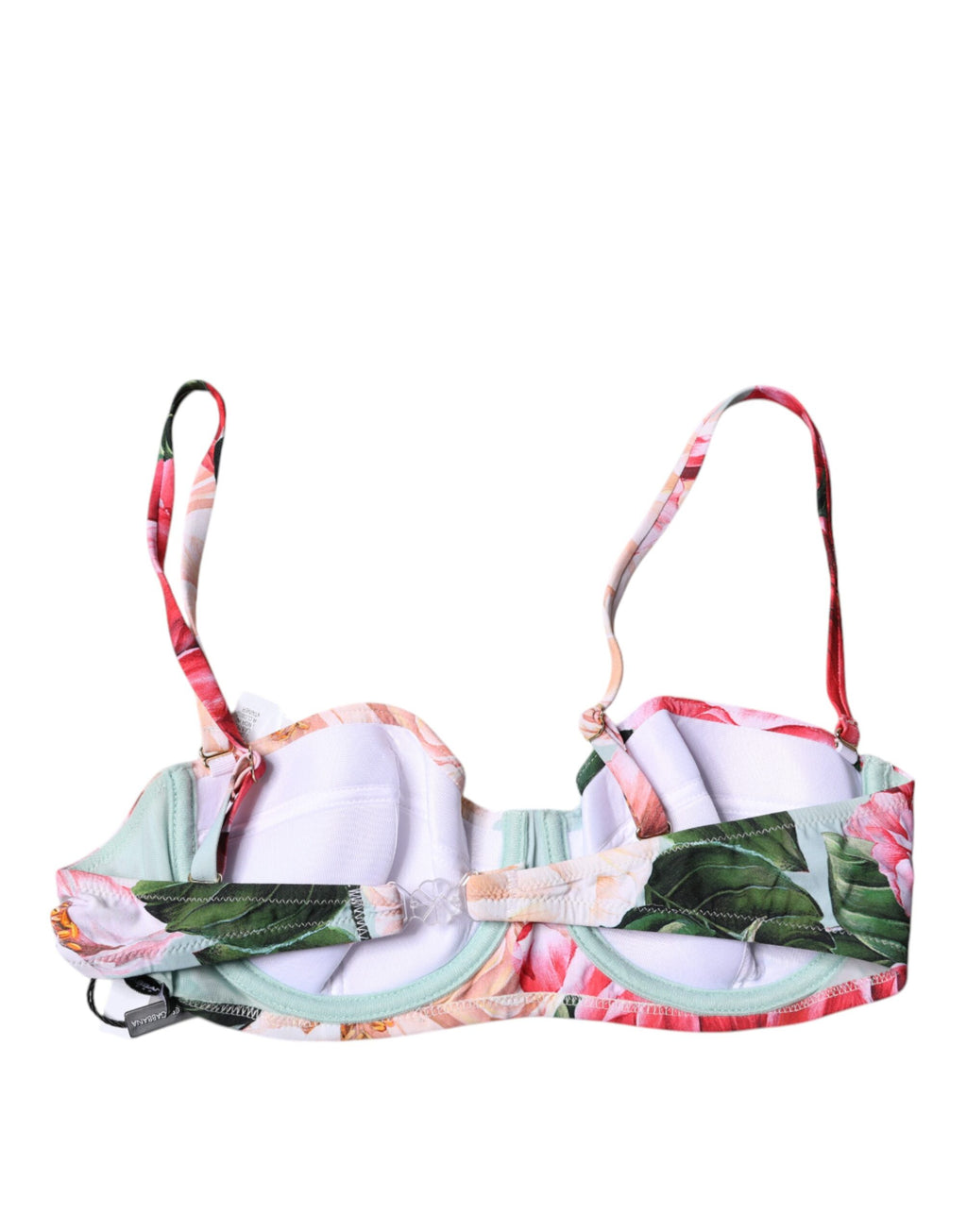 Soutien-gorge balconnet rembourré Dolce & Gabbana à motifs floraux multicolores, lingerie élégante et colorée.