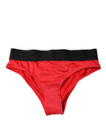 Culotte en nylon rouge Dolce & Gabbana, taille mi-haute, coupe stretch, sous-vêtements élégants et confortables.