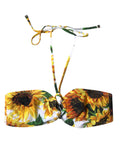 Top de bikini Dolce & Gabbana à fleurs multicolores avec col halter, parfait pour la plage et la baignade.