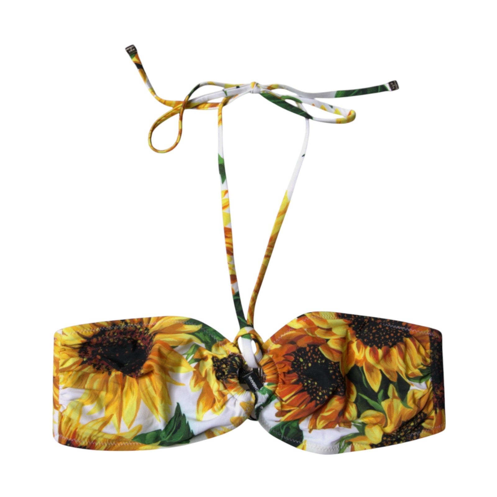 Bikini top de plage Dolce & Gabbana à fleurs multicolores avec colhalter, swimwear élégant et coloré.