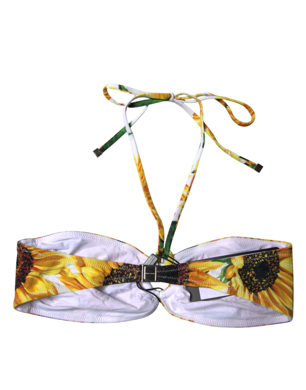 Top de maillot de bain Dolce & Gabbana à fleurs multicolores, style halter, pour plage et été.