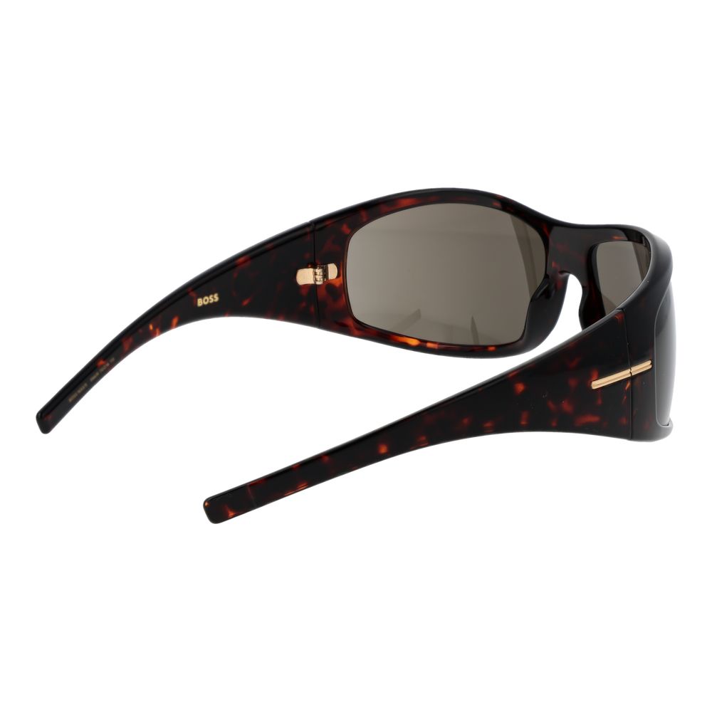 Lunettes de soleil marron Hugo Boss en polyamide écologique avec monture élégante et branches amples.